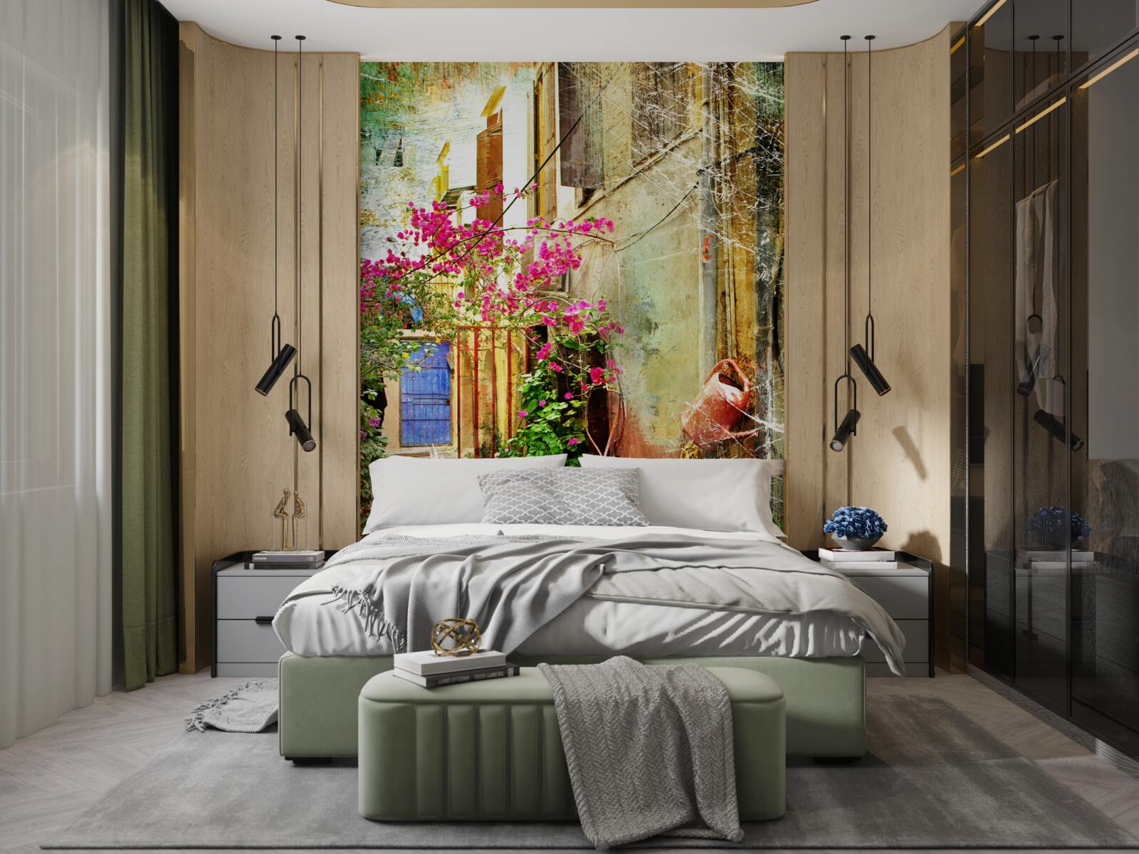 Papier peint cour confortable pour les hôtes