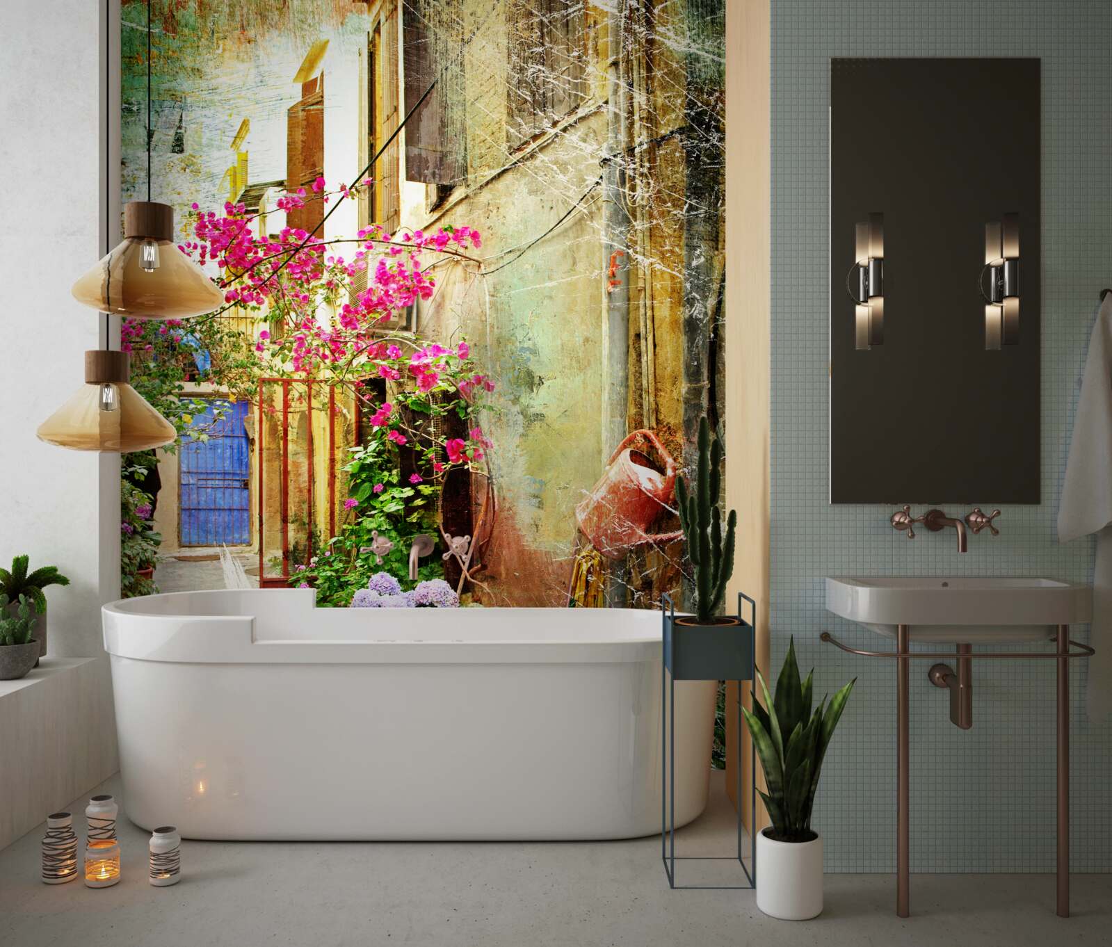 Papier peint cour confortable pour les hôtes