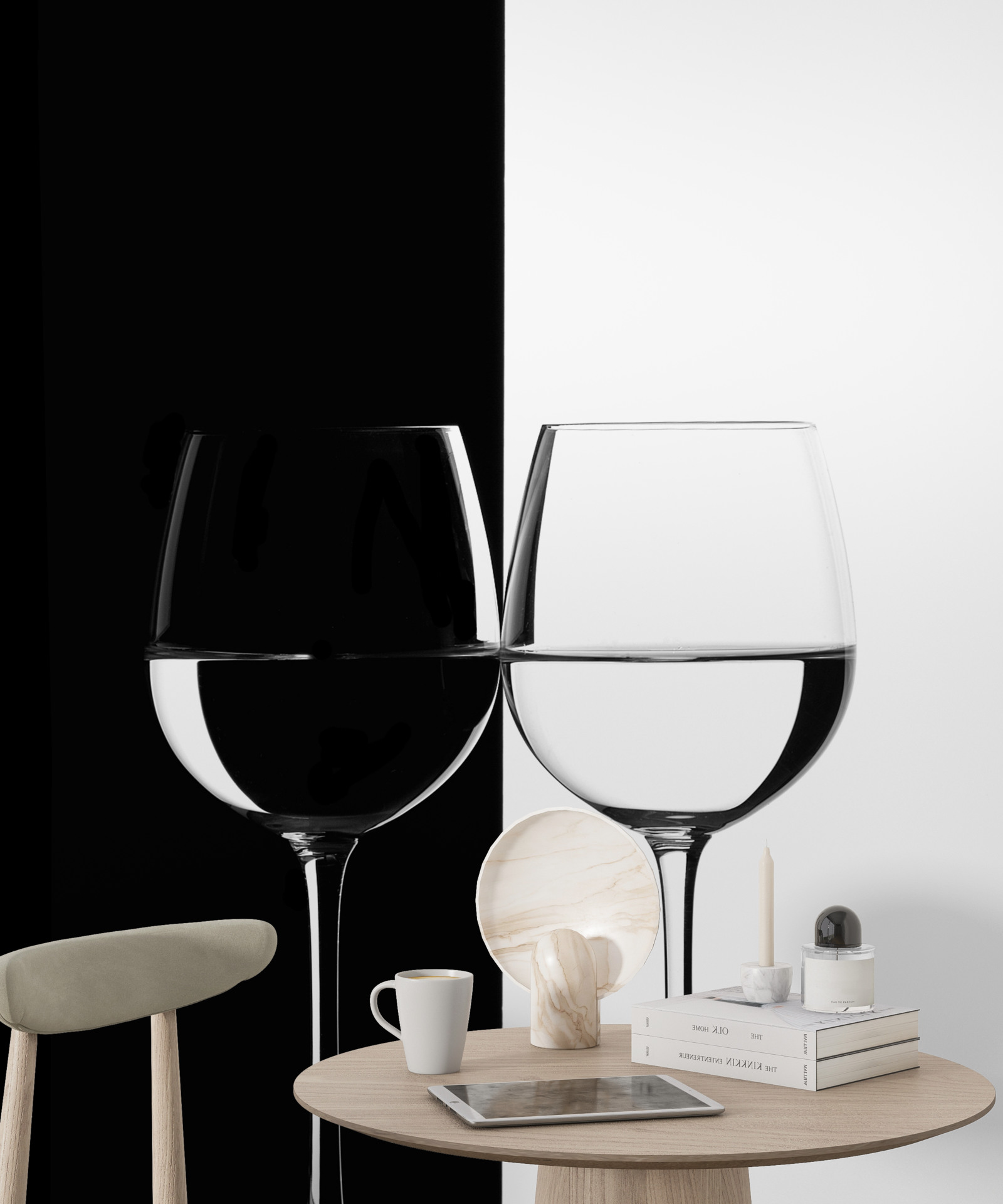 Papier peint lunettes sur fond clair et foncé