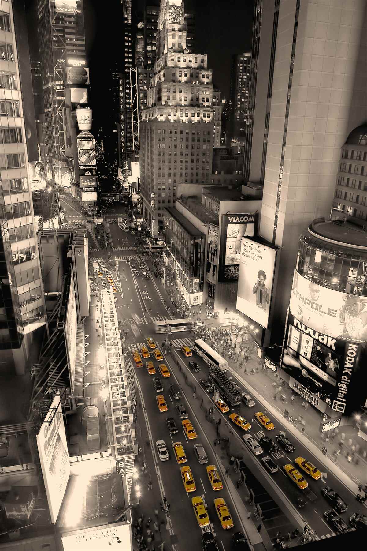 Papier peint times square et les taxis jaunes