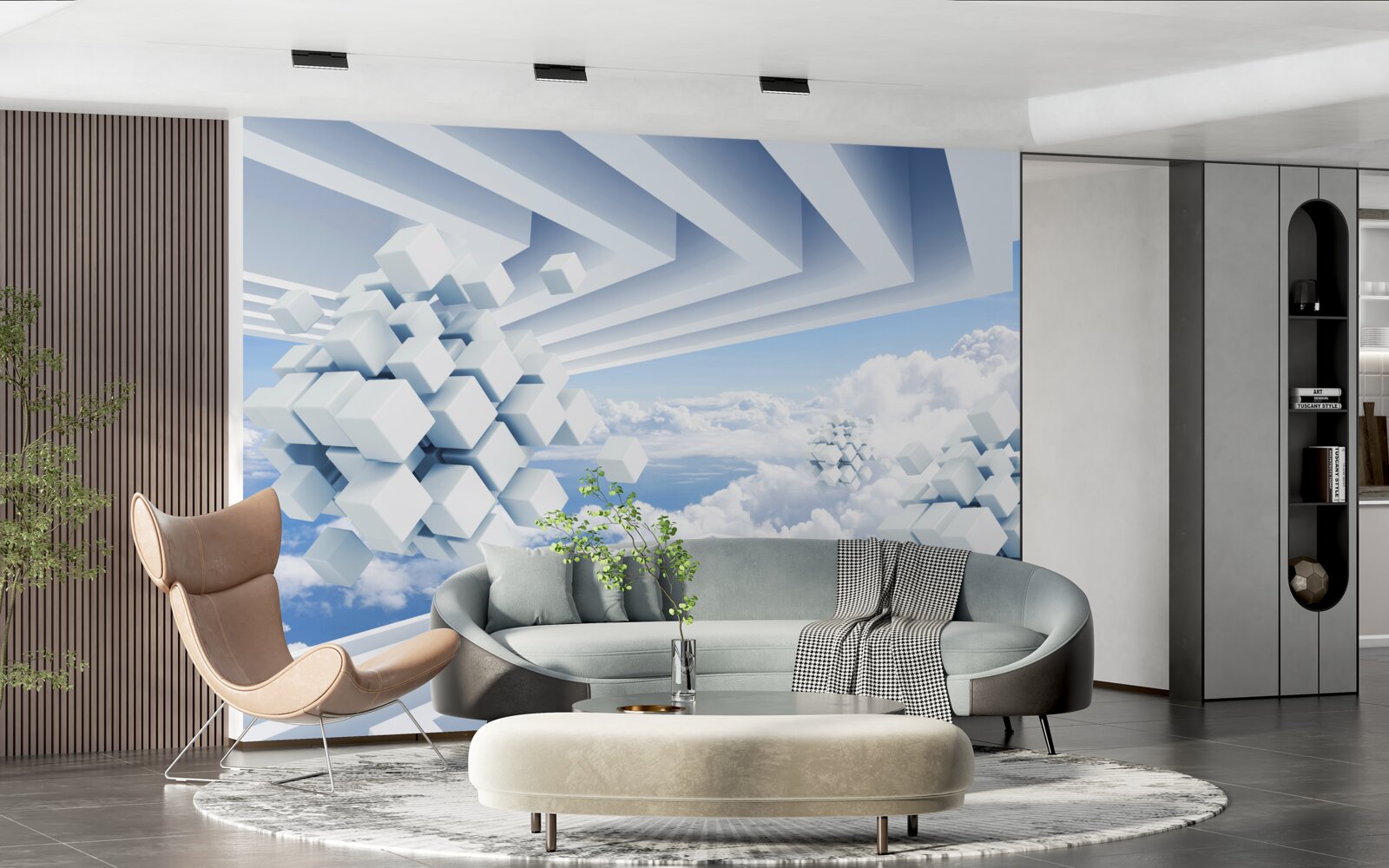 Papier peint textures flottant dans le bleu des nuages