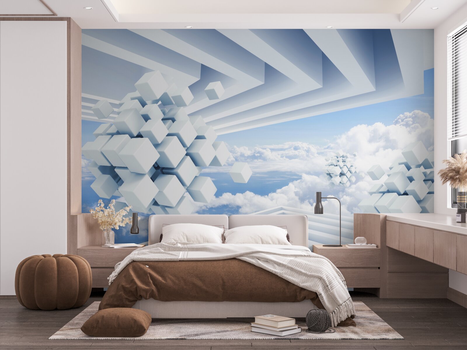 Papier peint textures flottant dans le bleu des nuages