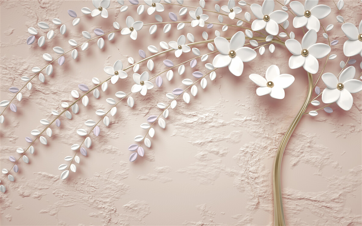 Papier peint arbre à fleurs avec petites fleurs