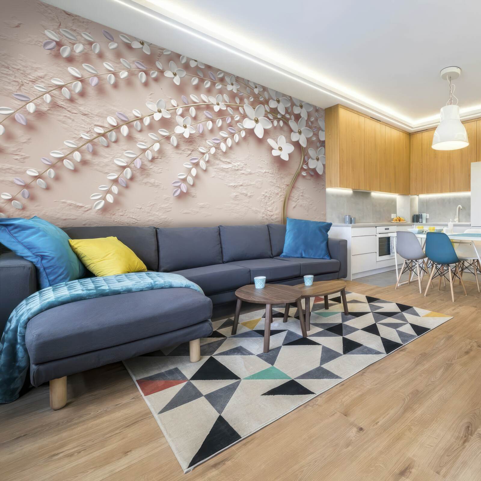 Papier peint arbre à fleurs avec petites fleurs