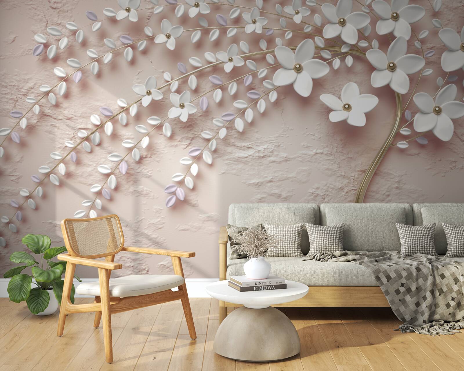 Papier peint arbre à fleurs avec petites fleurs