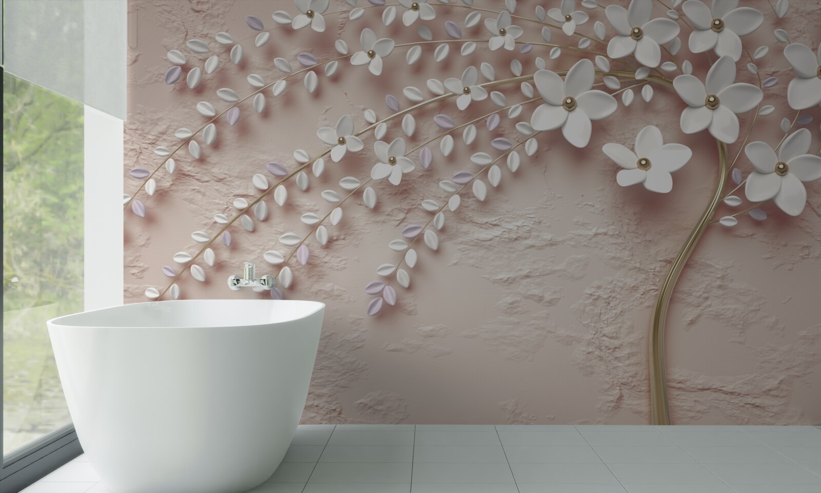 Papier peint arbre à fleurs avec petites fleurs