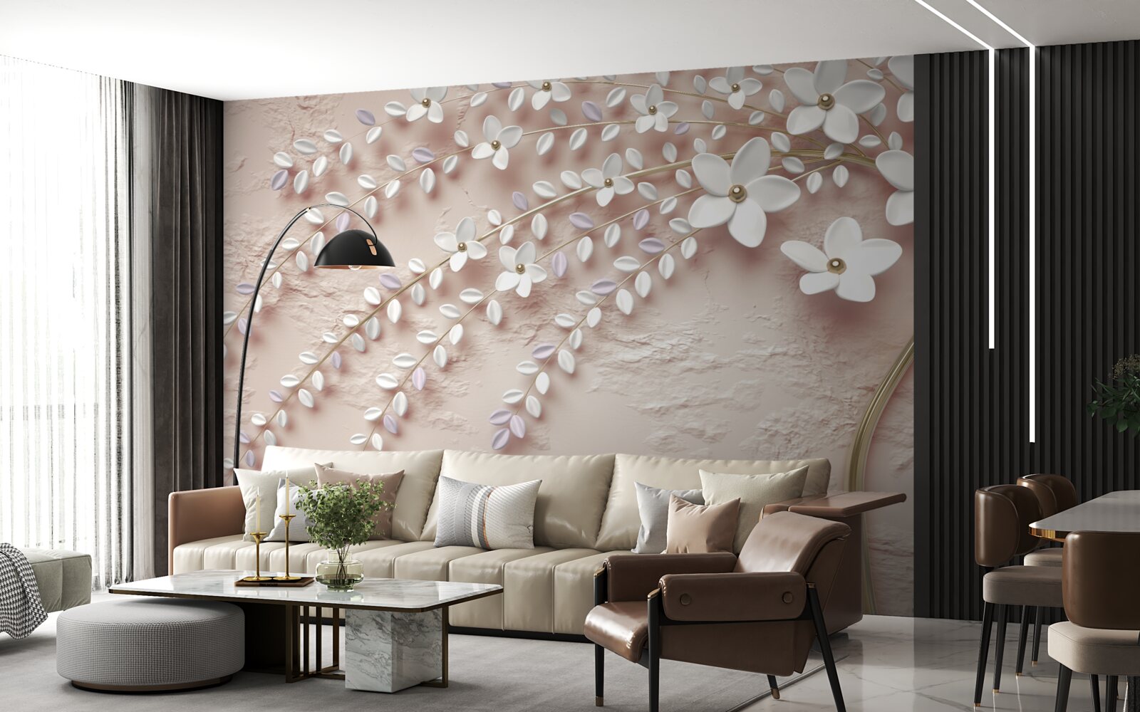 Papier peint arbre à fleurs avec petites fleurs