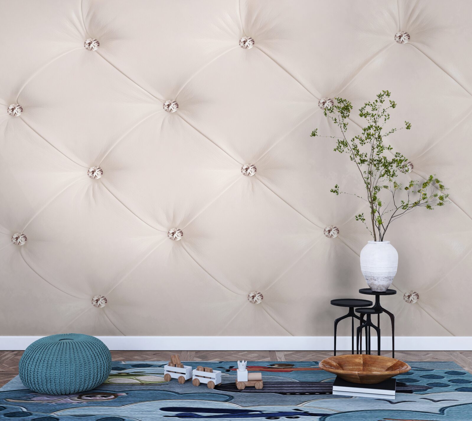 Papier peint cuir écologique rose perle