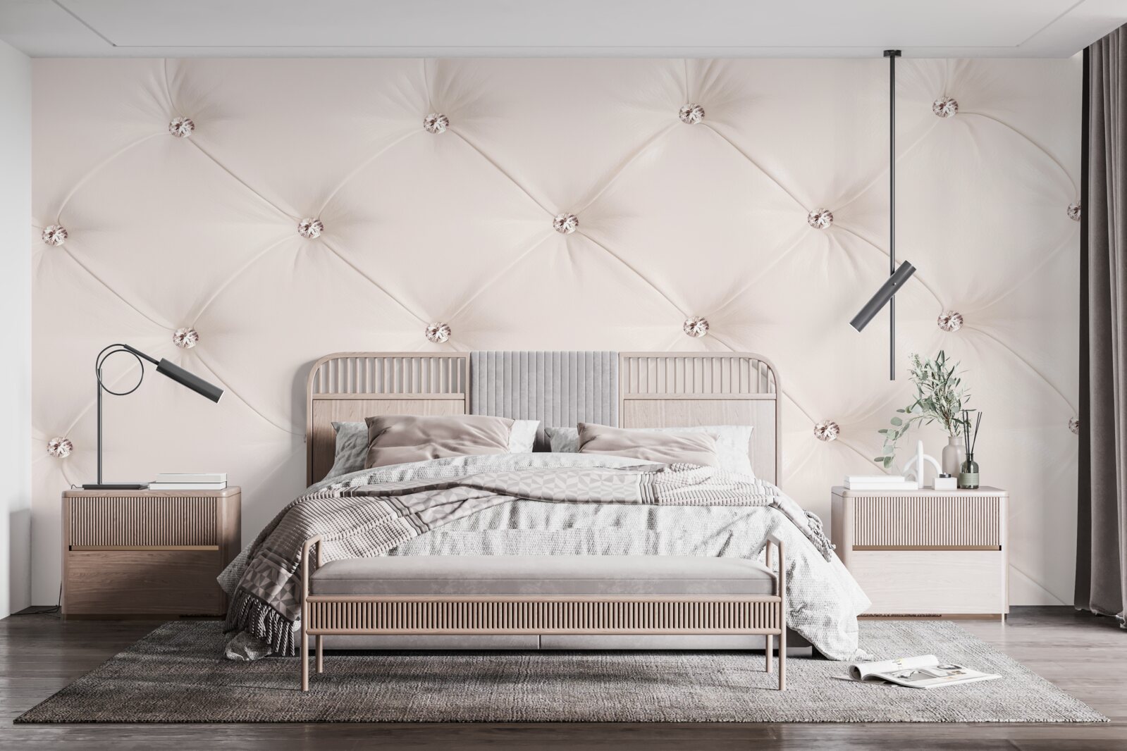 Papier peint cuir écologique rose perle