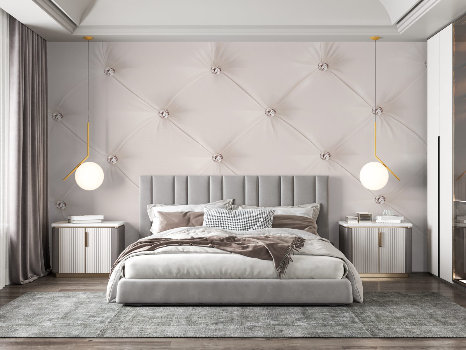 Papier peint cuir écologique rose perle