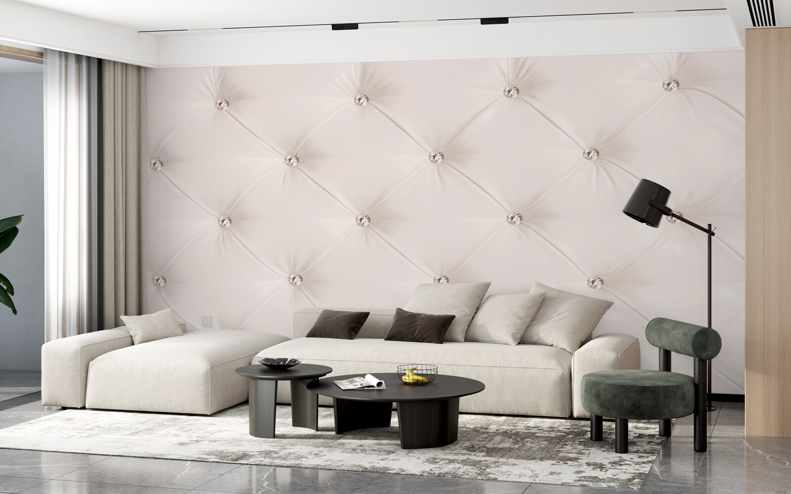 Papier peint cuir écologique rose perle