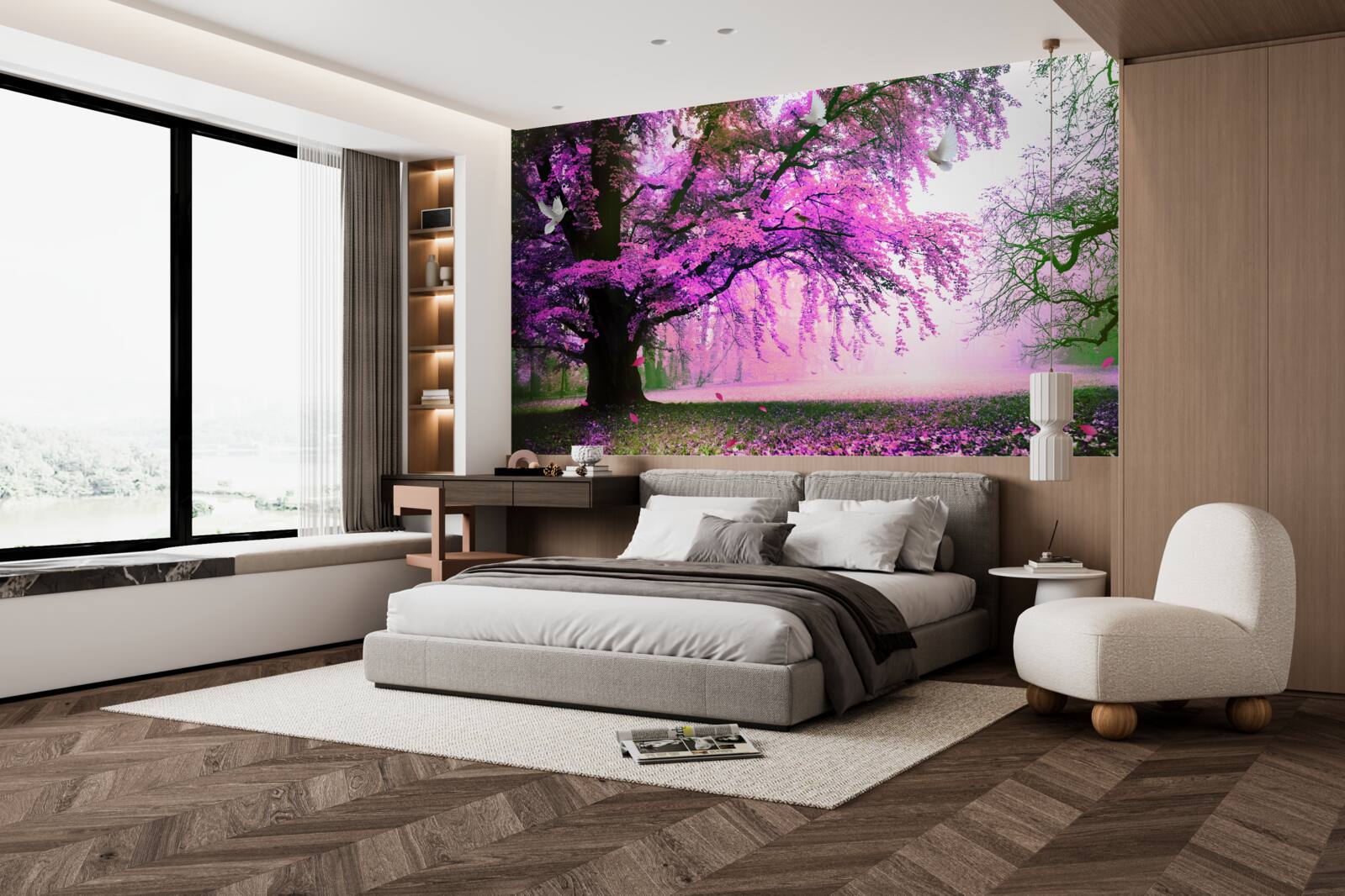 Papier peint Les nuances envoûtantes des cerisiers en fleurs