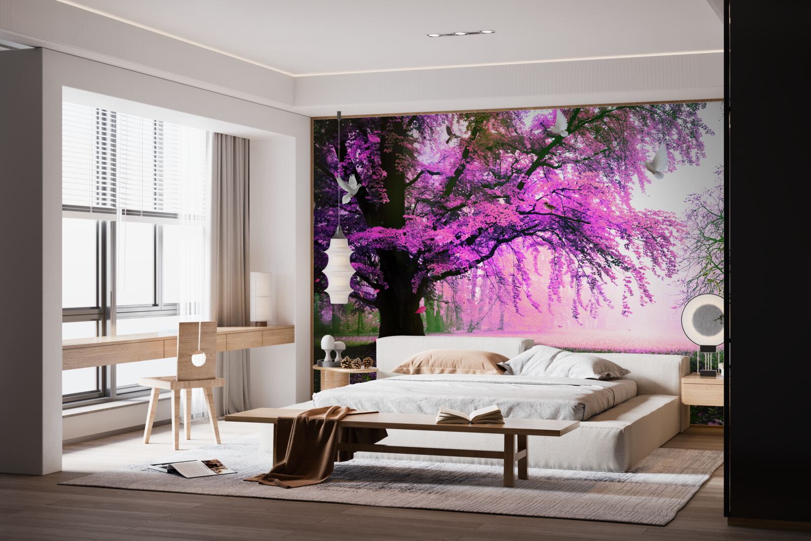 Papier peint Les nuances envoûtantes des cerisiers en fleurs