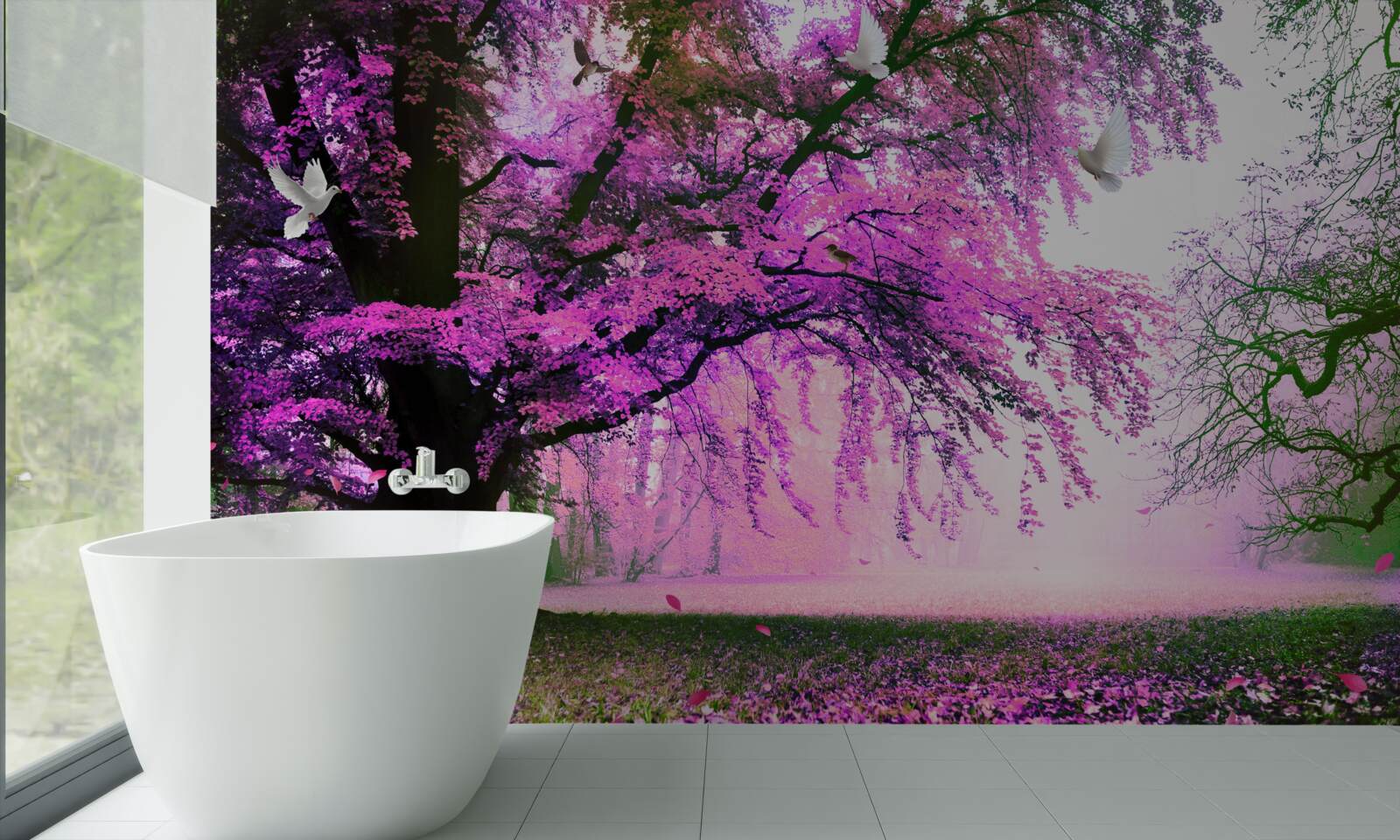 Papier peint Les nuances envoûtantes des cerisiers en fleurs