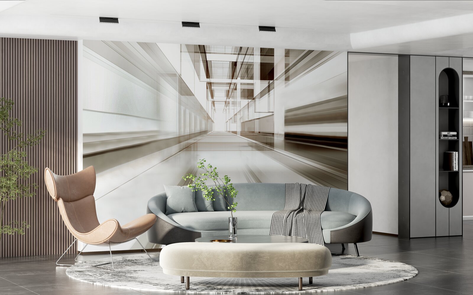 Papier peint il y a un tunnel gris clair dans l'avenir