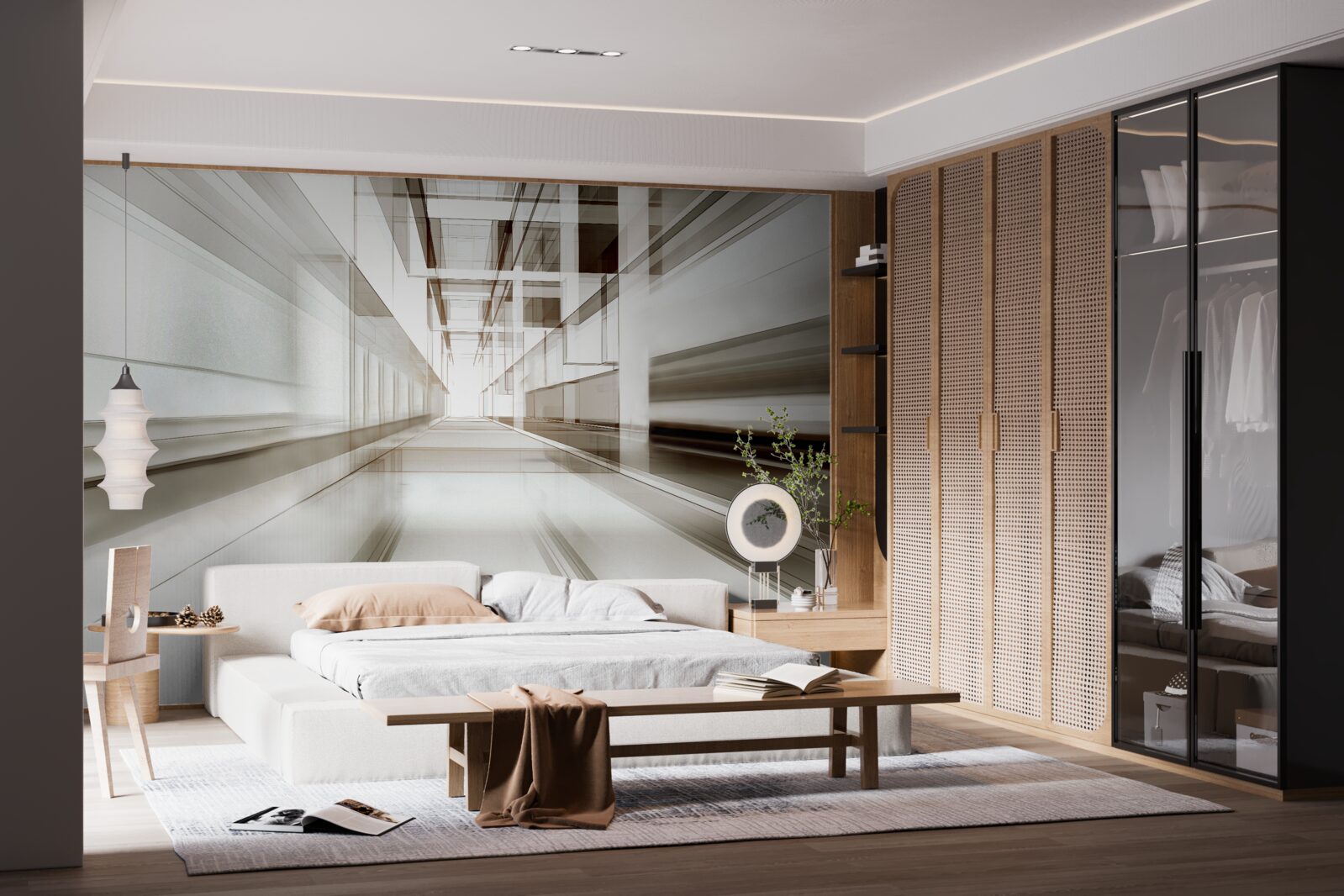 Papier peint il y a un tunnel gris clair dans l'avenir