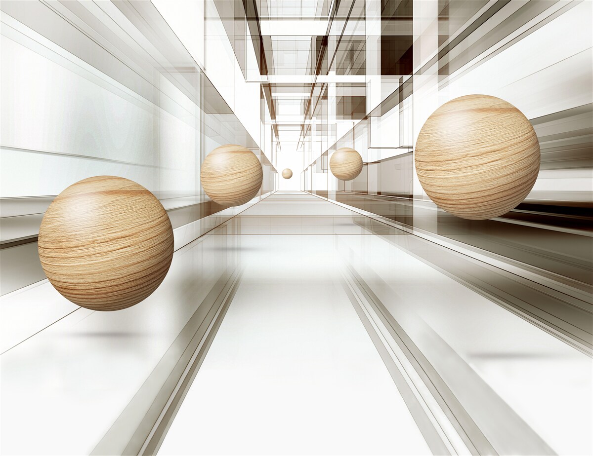 Papier peint les boules de bois se précipitent dans l'infini