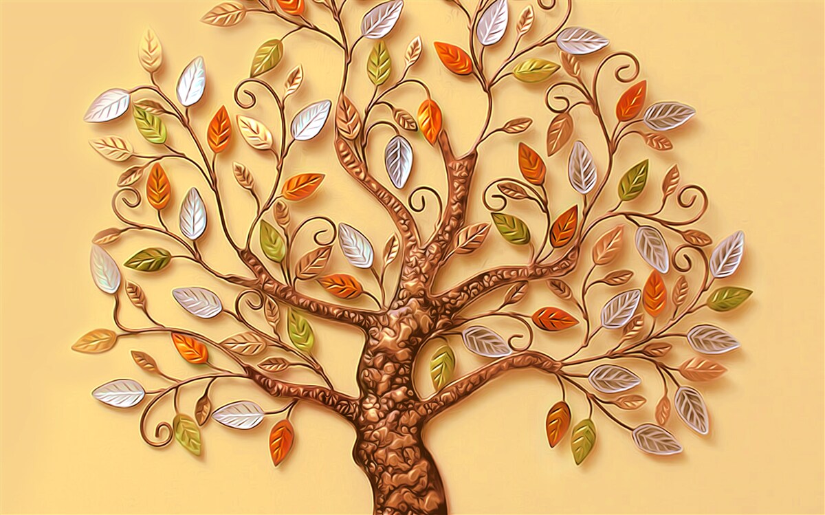 Papier peint l'arbre est habillé d'une abstraction automnale de feuilles