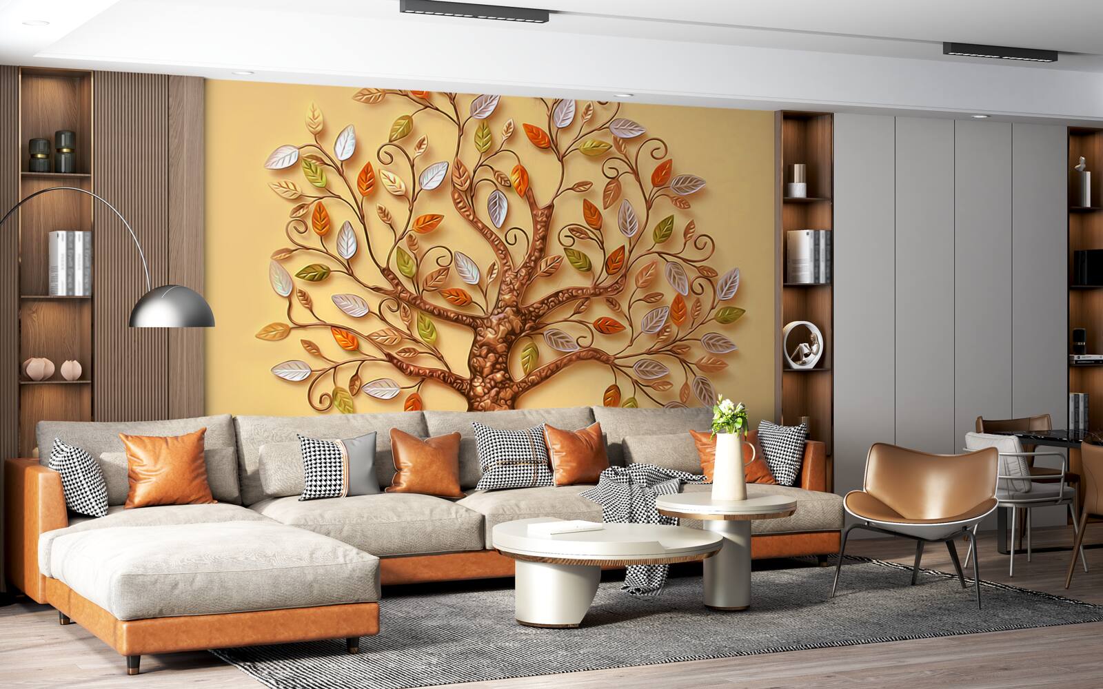 Papier peint l'arbre est habillé d'une abstraction automnale de feuilles