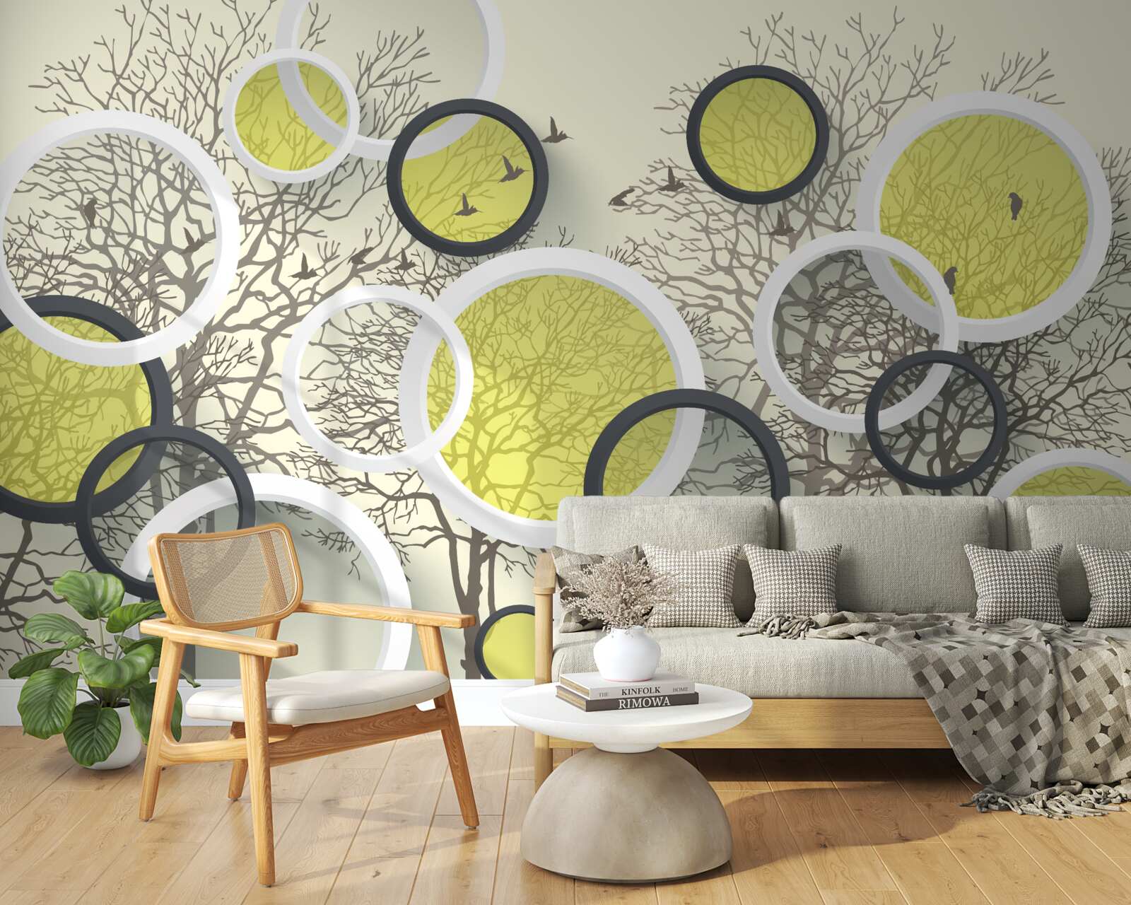 Papier peint les cercles de la lentille reflètent la texture des arbres