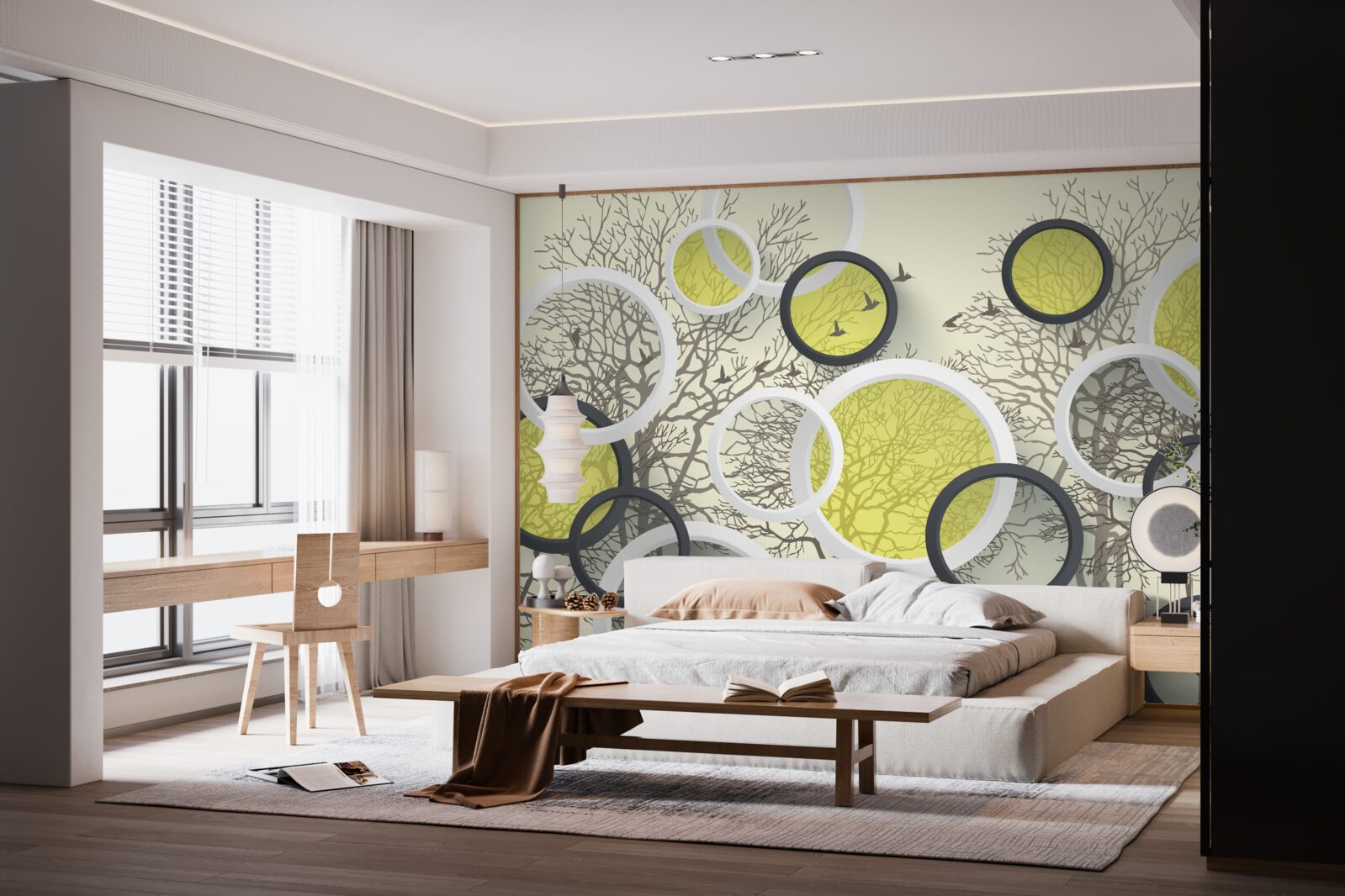 Papier peint les cercles de la lentille reflètent la texture des arbres