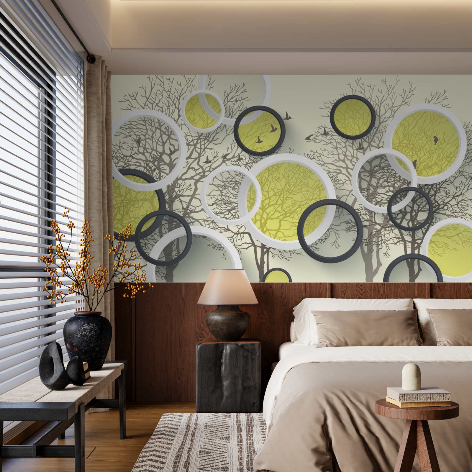 Papier peint les cercles de la lentille reflètent la texture des arbres