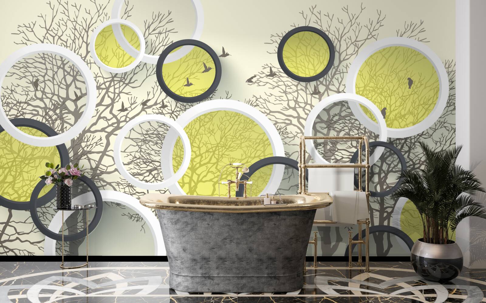 Papier peint les cercles de la lentille reflètent la texture des arbres