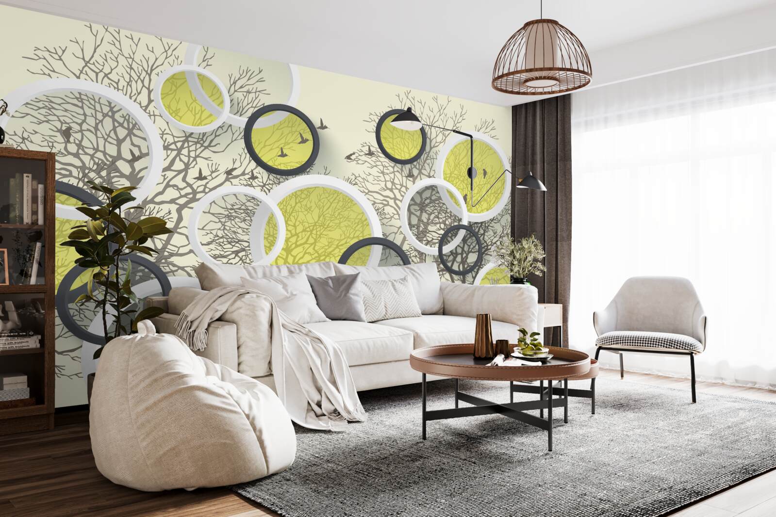 Papier peint les cercles de la lentille reflètent la texture des arbres