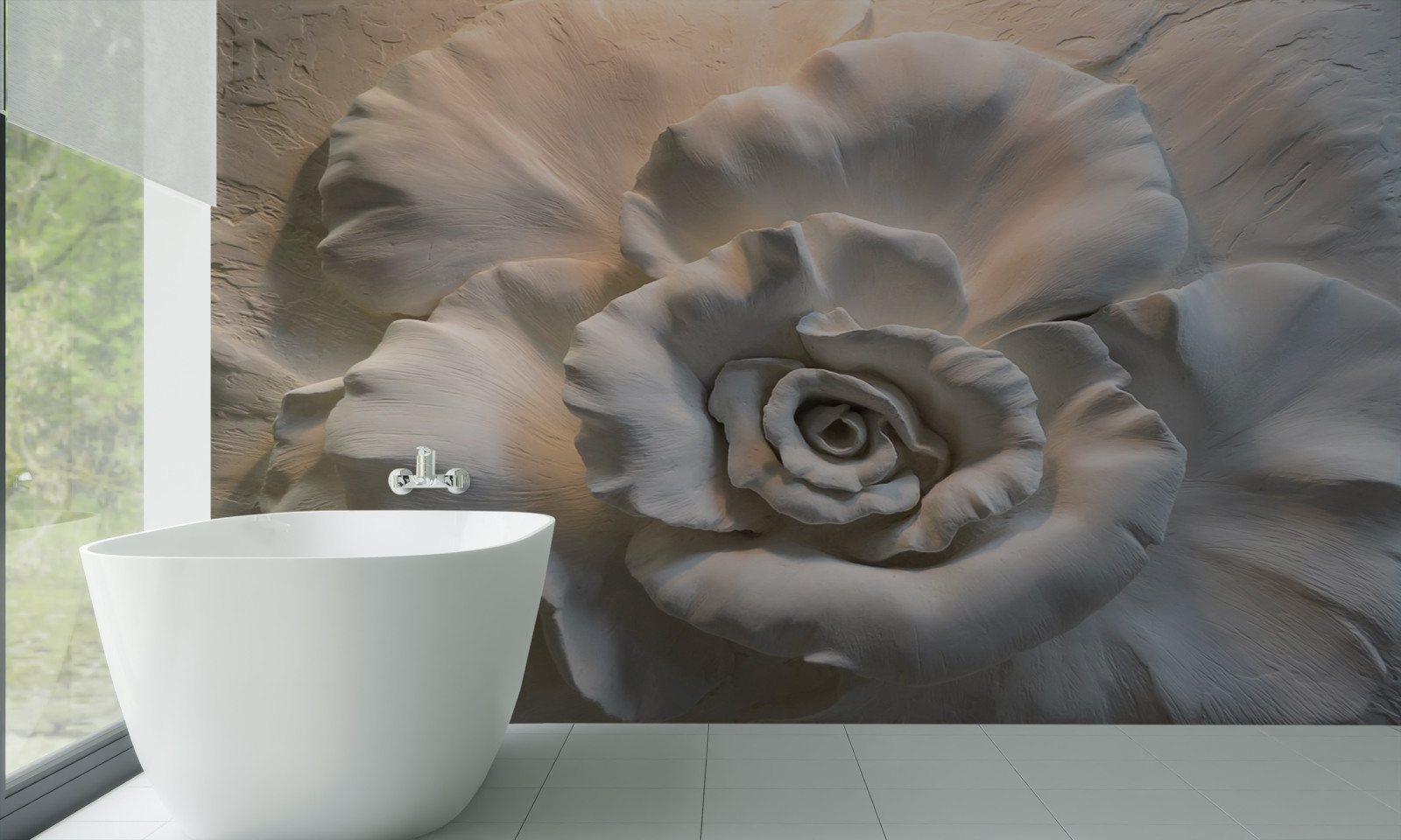 Papier peint gros plan sur une énorme rose blanche