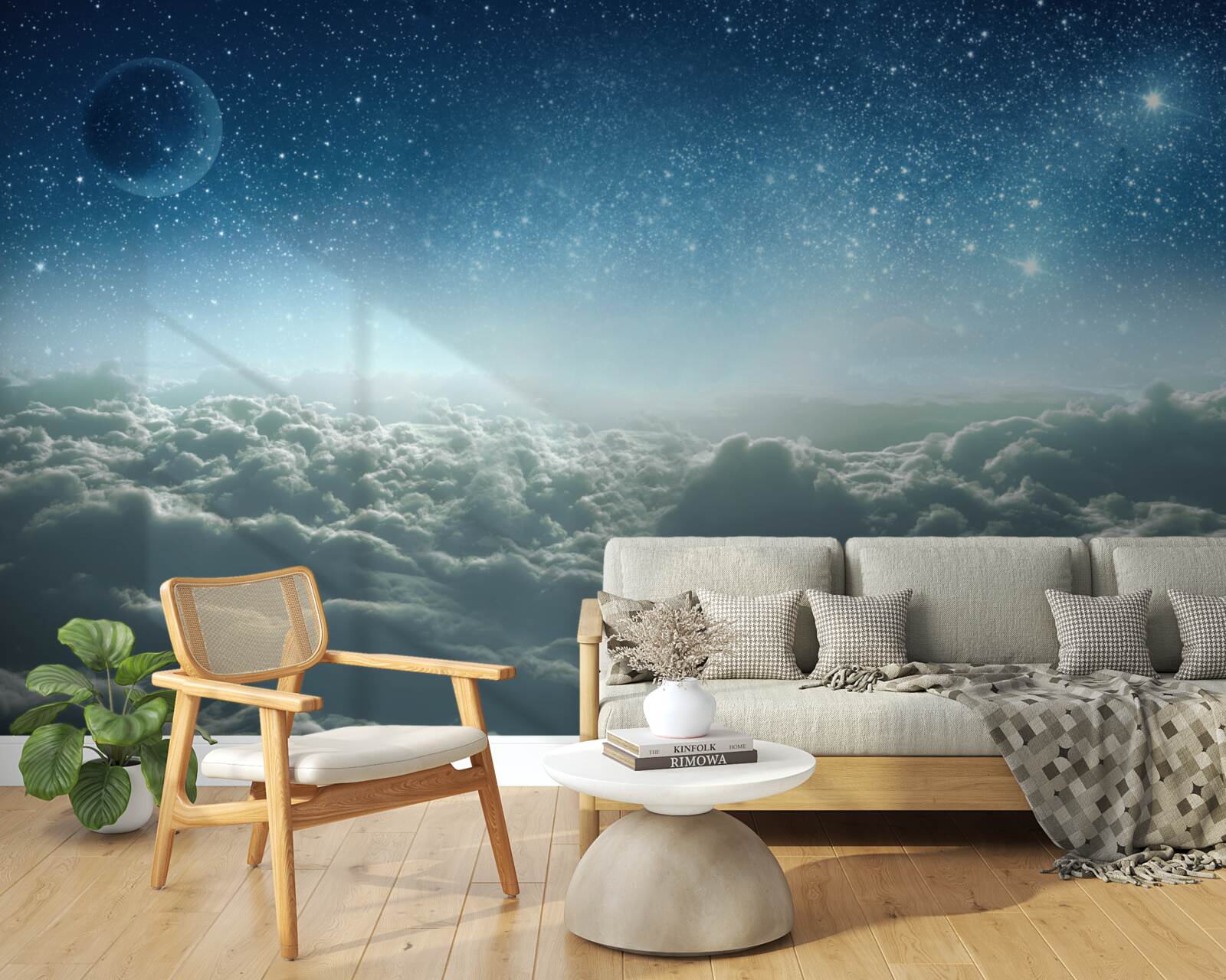 Papier peint des majestés nuageuses enchanteresses dans une nuit étoilée