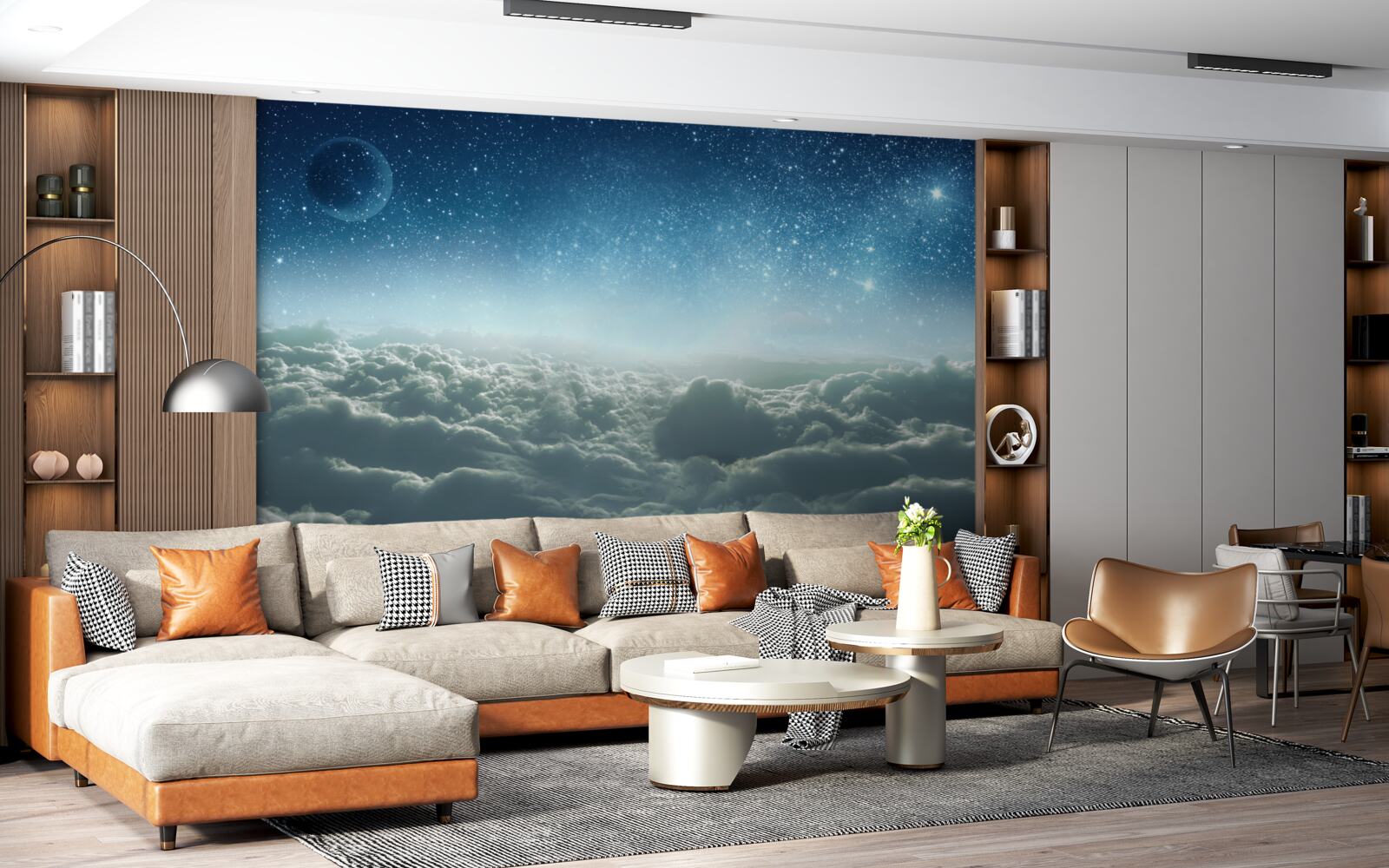 Papier peint des majestés nuageuses enchanteresses dans une nuit étoilée