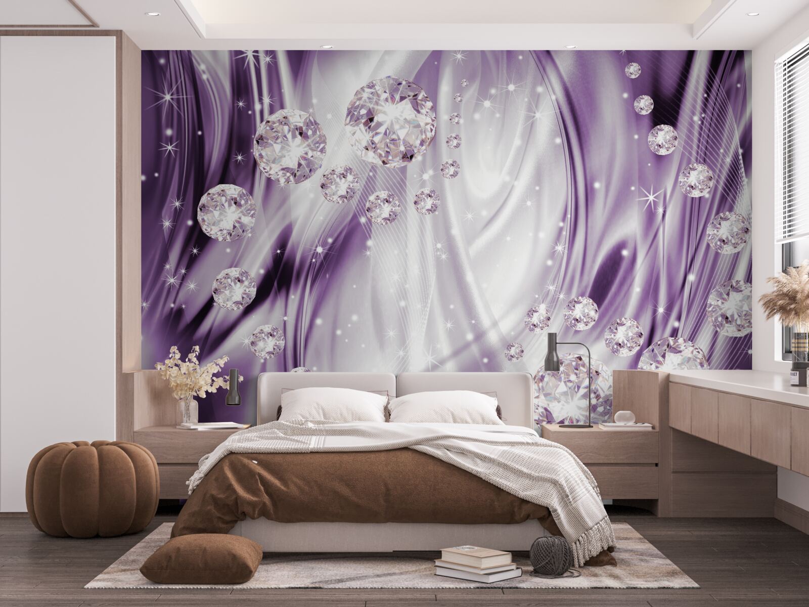 Papier peint pierres sur fond d'égalité lavande