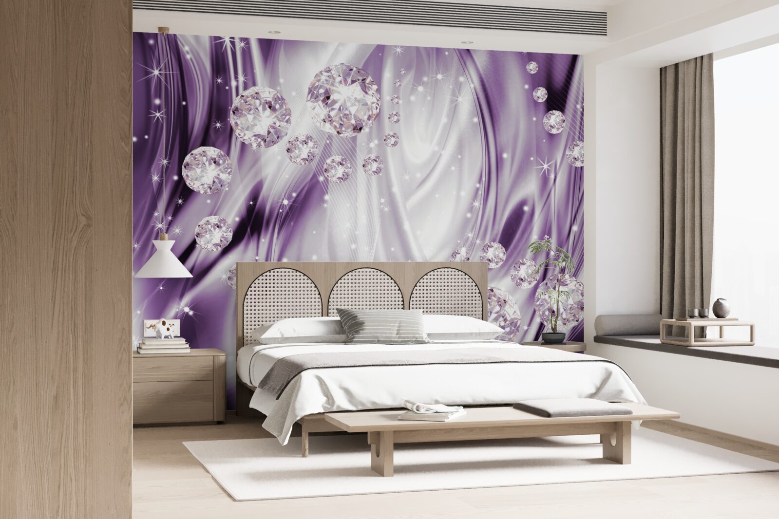 Papier peint pierres sur fond d'égalité lavande