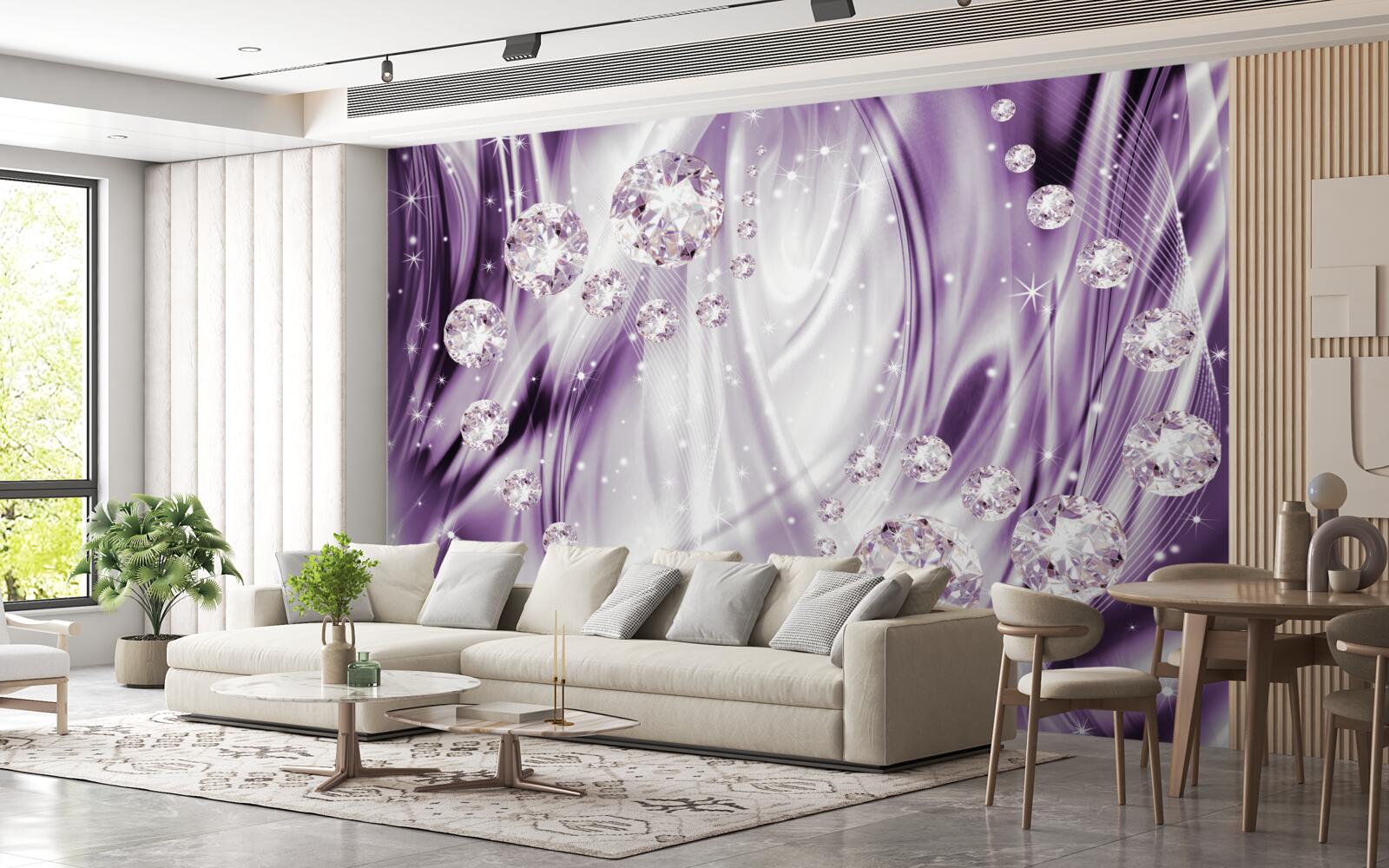 Papier peint pierres sur fond d'égalité lavande