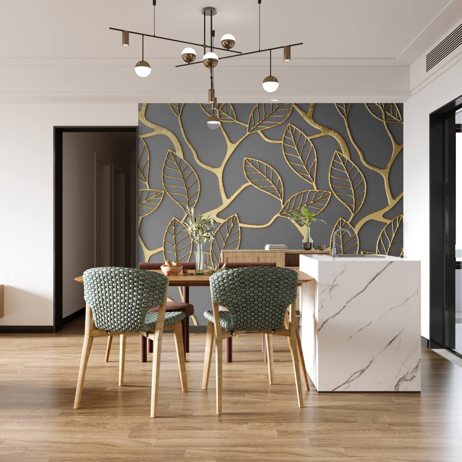 Papier peint texture brune des branches et des feuilles