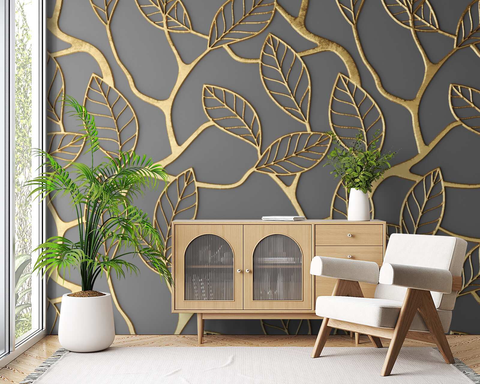 Papier peint texture brune des branches et des feuilles