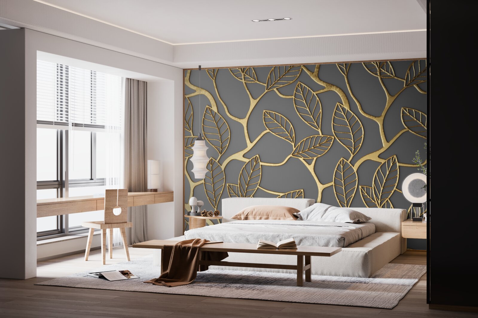 Papier peint texture brune des branches et des feuilles