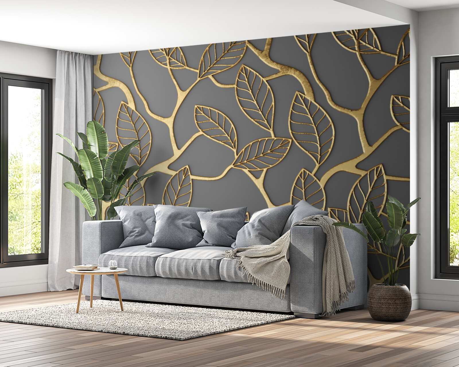 Papier peint texture brune des branches et des feuilles