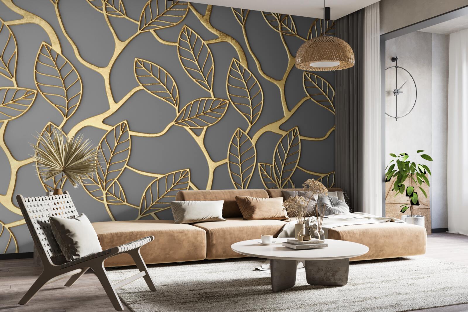 Papier peint texture brune des branches et des feuilles