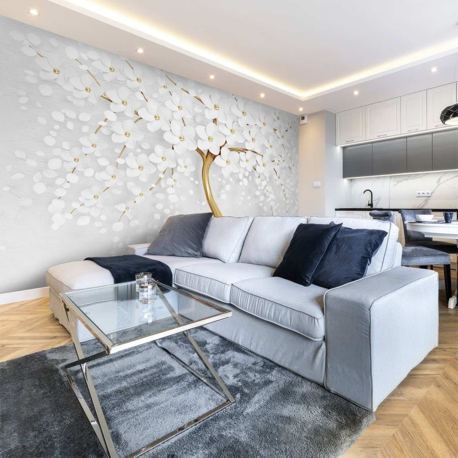 Papier peint les fleurs blanches ont déjà fleuri sur l'arbre