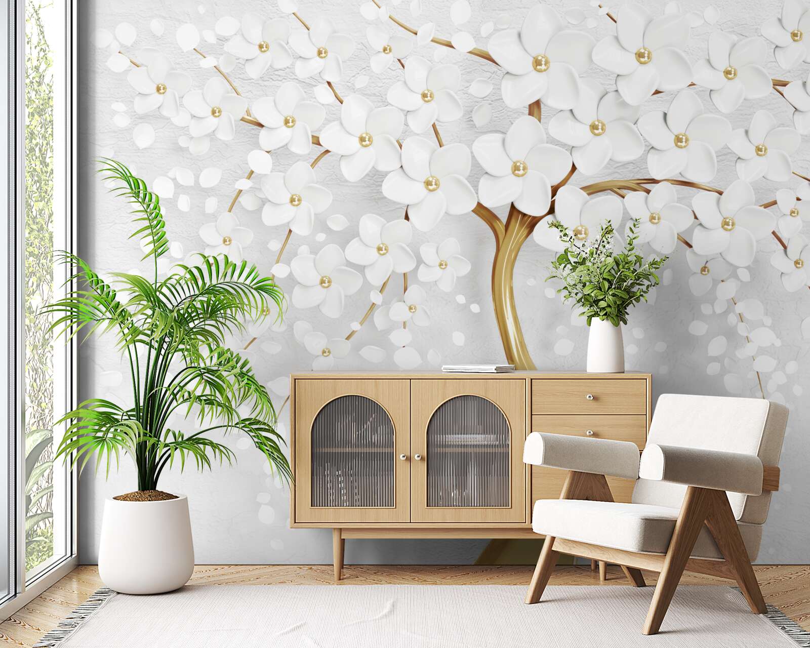 Papier peint les fleurs blanches ont déjà fleuri sur l'arbre