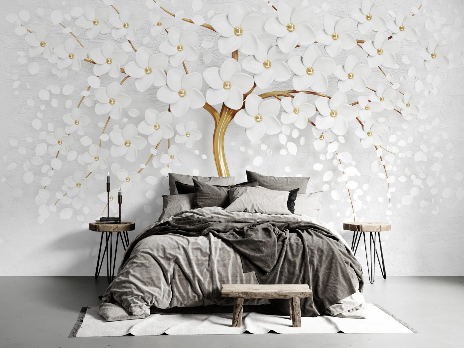 Papier peint les fleurs blanches ont déjà fleuri sur l'arbre