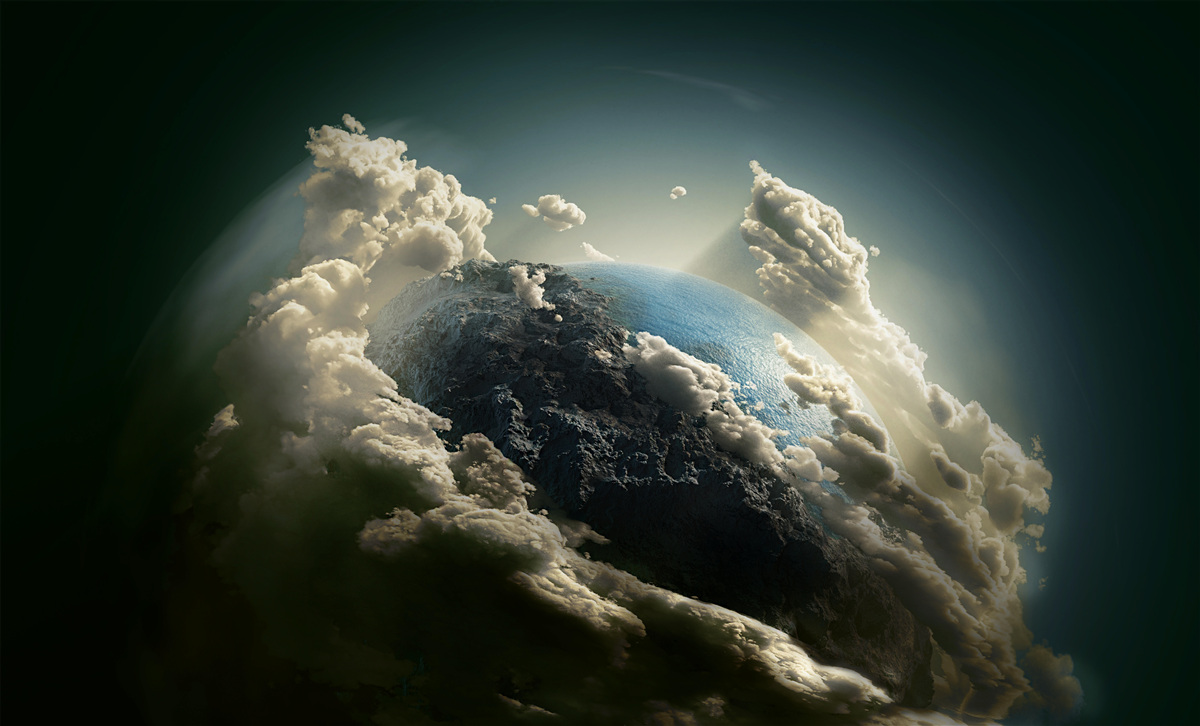 Papier peint le sol perce la couverture nuageuse