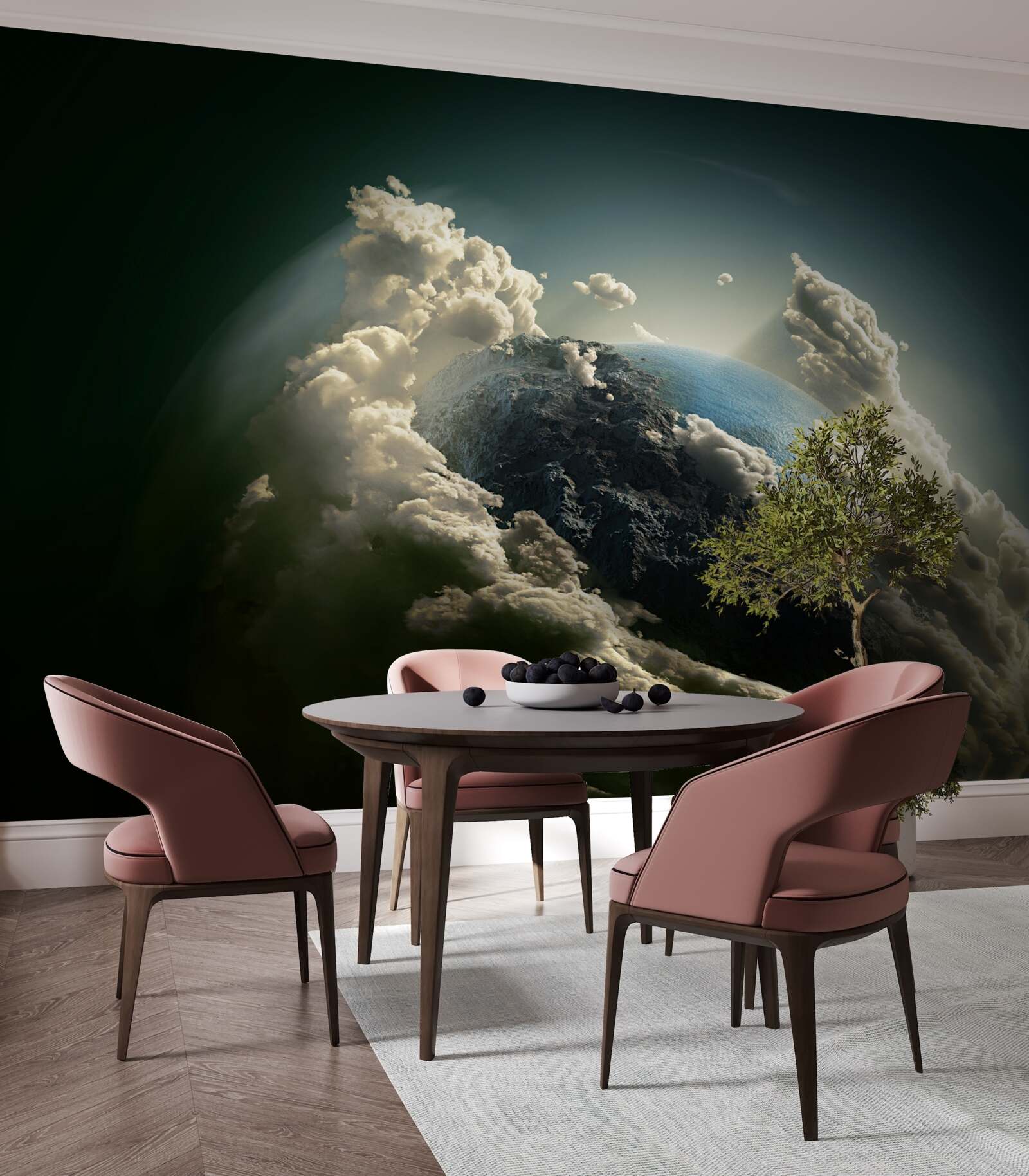 Papier peint le sol perce la couverture nuageuse