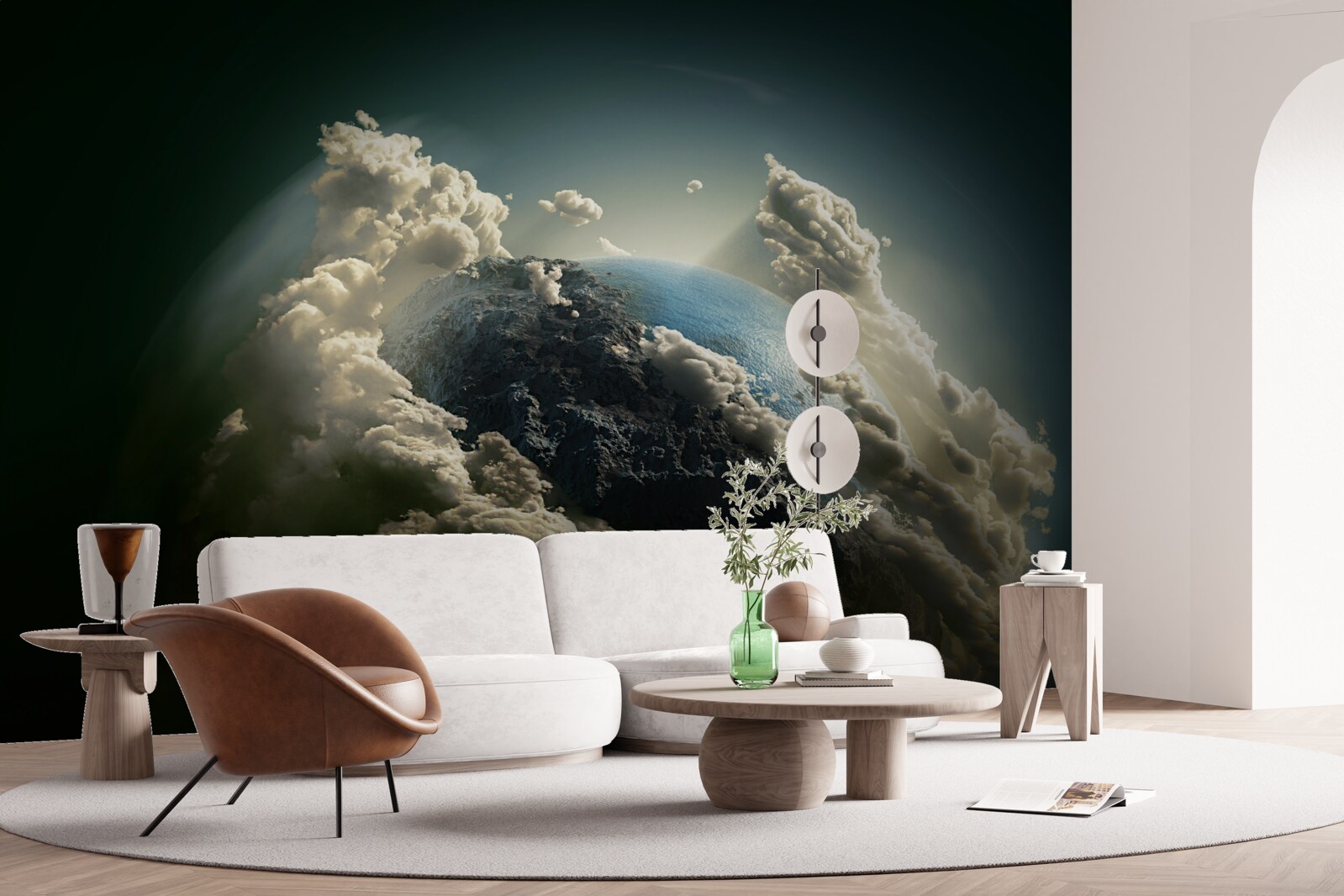 Papier peint le sol perce la couverture nuageuse