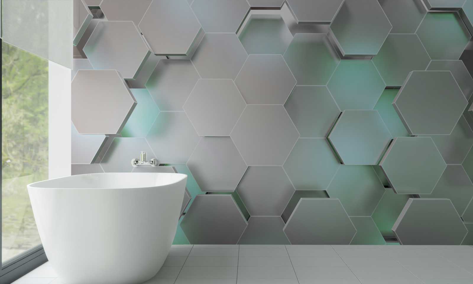 Papier peint cellules hexagonales avec effet de lumière