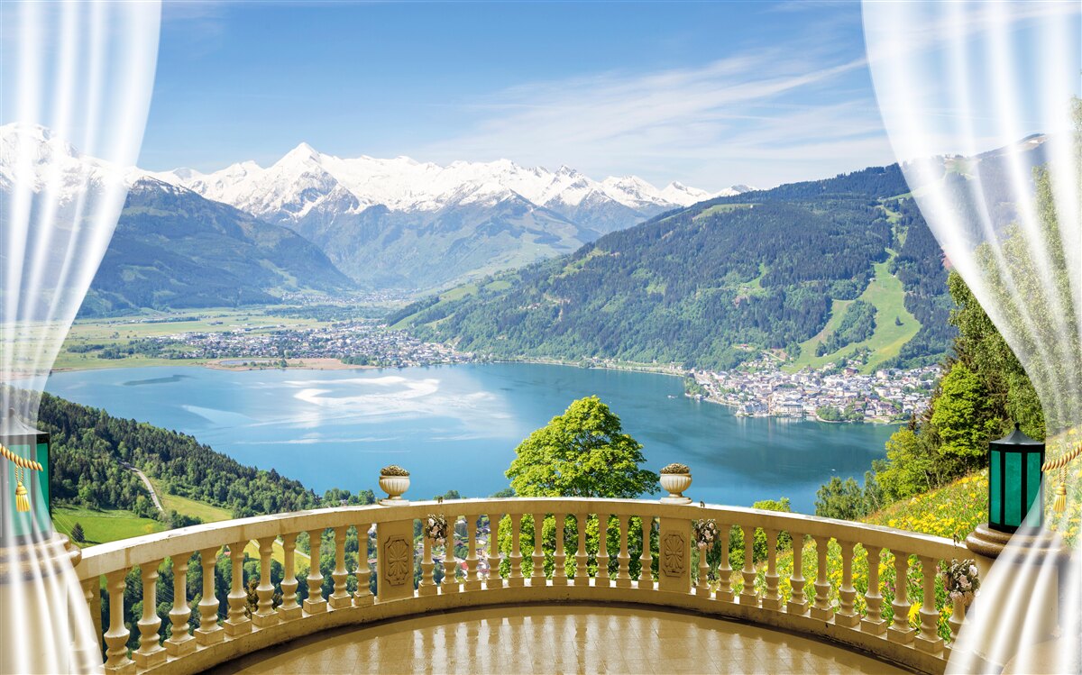Papier peint balcon confortable avec un panorama magnifique