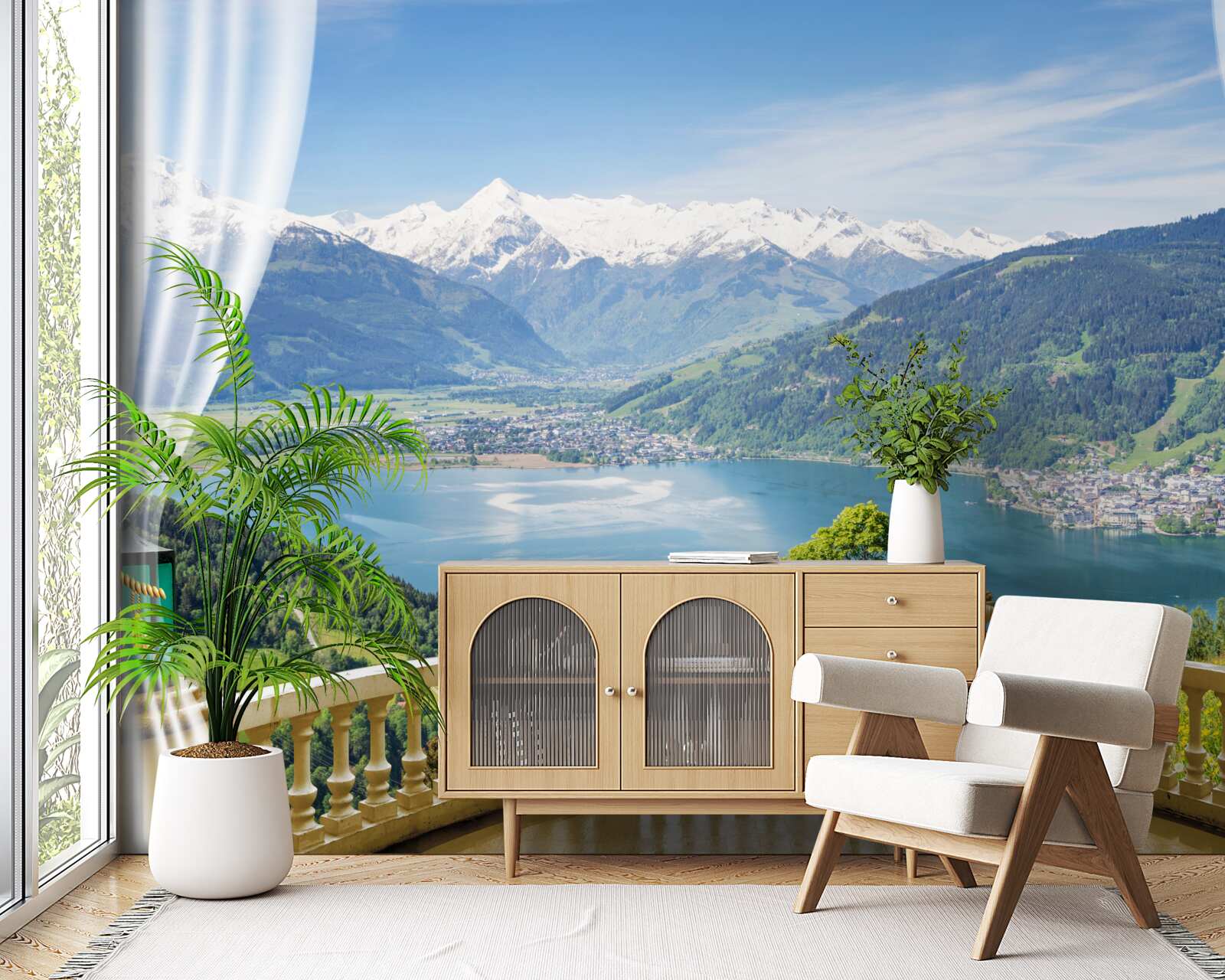 Papier peint balcon confortable avec un panorama magnifique