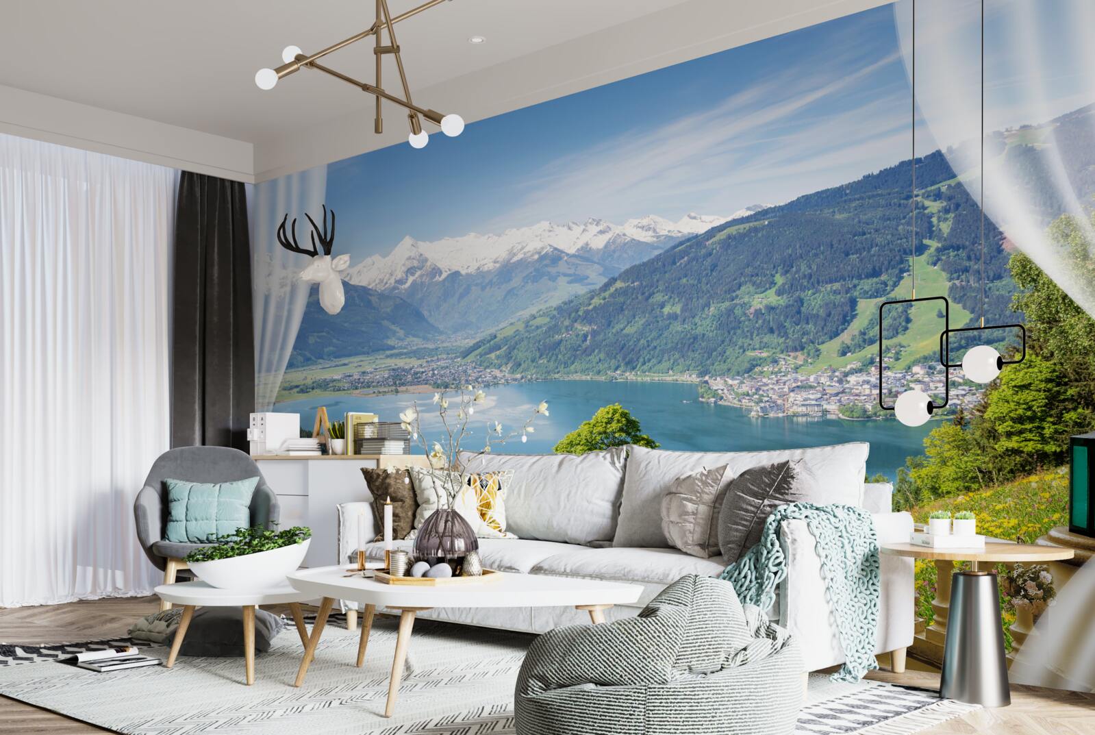 Papier peint balcon confortable avec un panorama magnifique