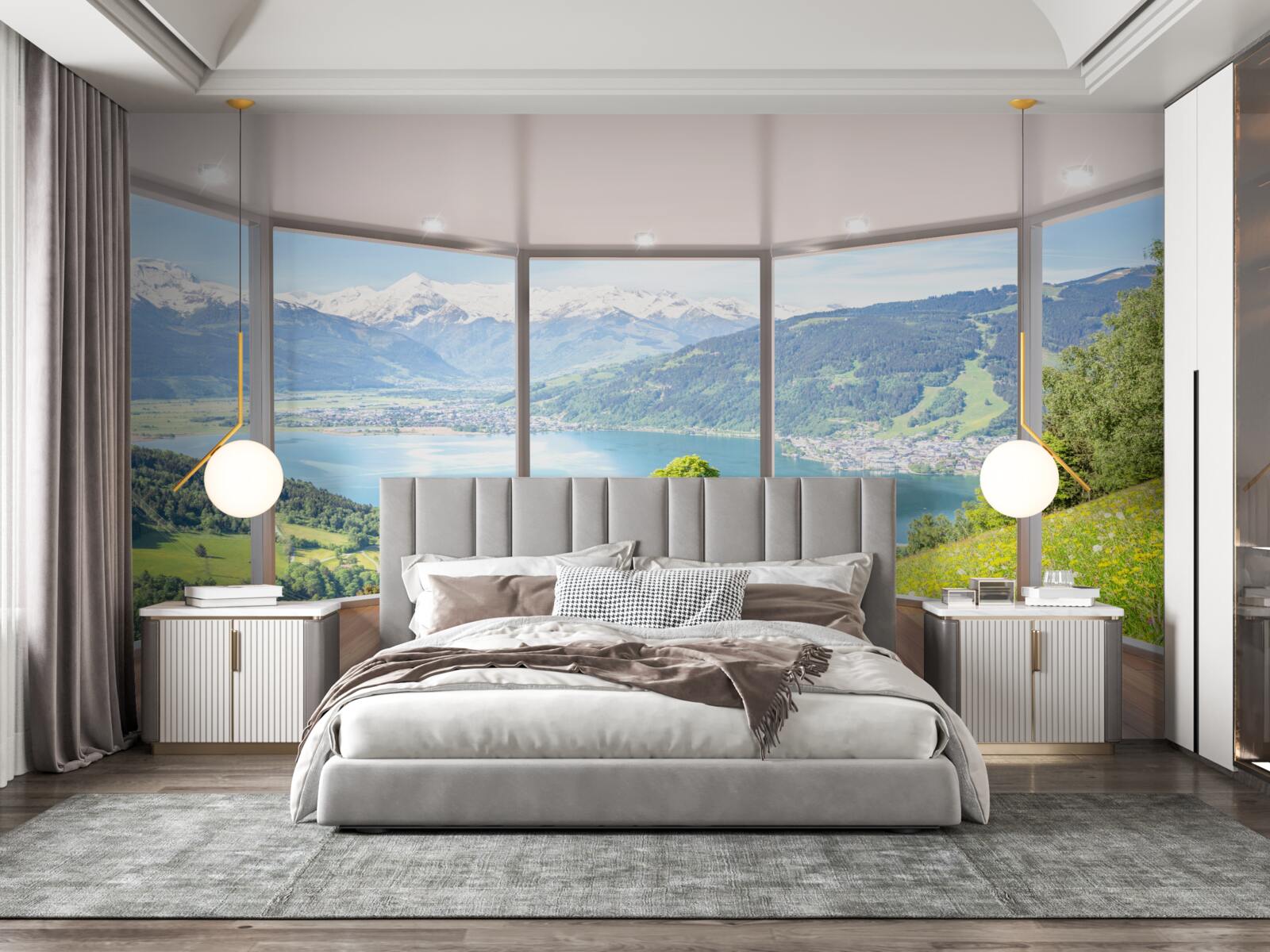 Papier peint vue sur les montagnes depuis la terrasse